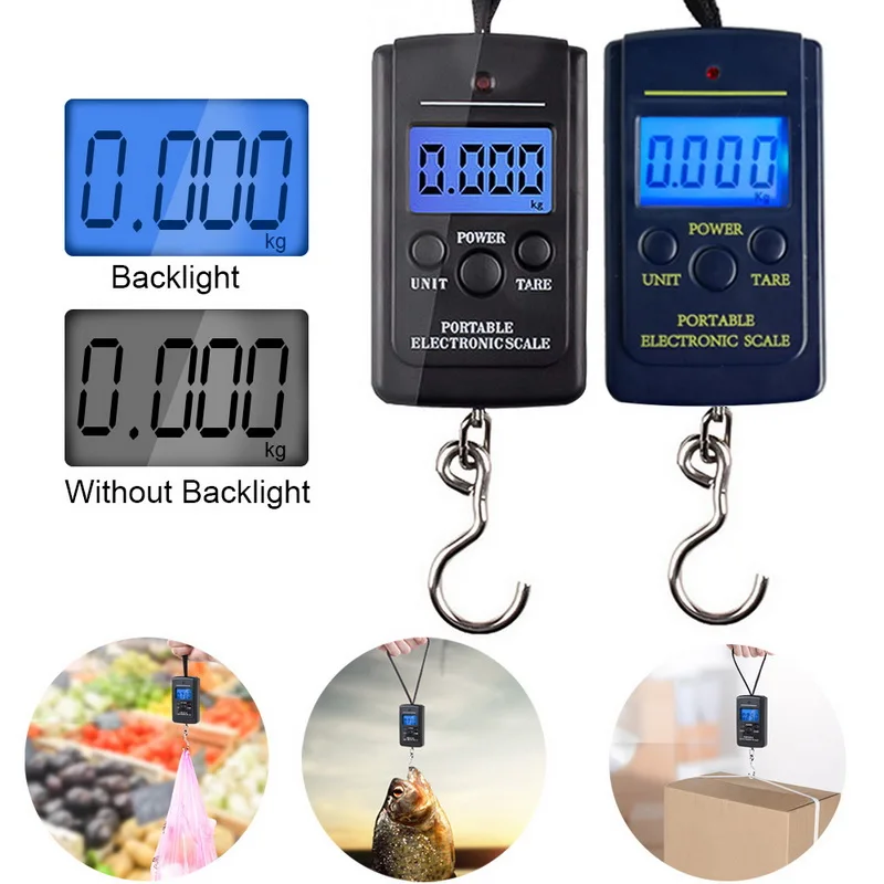 

1PC 100g/40kg Digital Hanging Scale Mini Luggage Hook Scale Electronic Scale Weight Balance LCD Backlight Portable