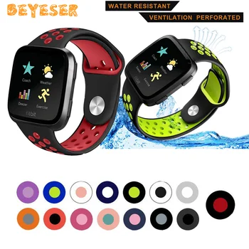 

Soft Silicone Wrist band For Fitbit Versa Smart Accessories Bracelet Adjustable bands Replacement Watch Strap Double Colour belt