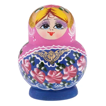 

Handcrafted Chromatic Girl Wooden Russian Nesting Doll Matryoshka Doll 10pcs