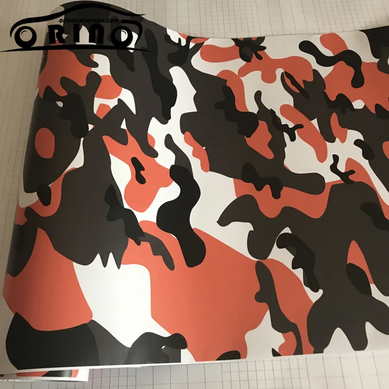 Autocollant de film vinyle camouflage noir orange-1