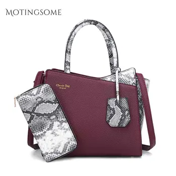 

Women Hand Bag Snake Skin PU Leather Serpentine Patchwork Shopper Tote Bag Zipper Shoulder Crossbody Handbag and Purse 2020 New