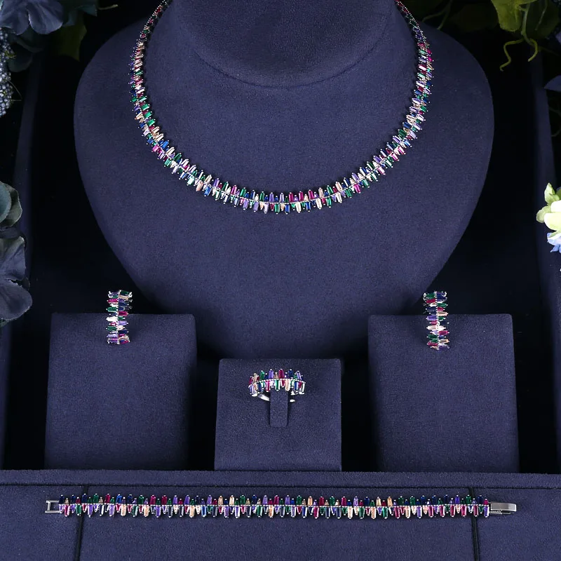 

jankelly Hotsale Nigeria 4pcs Bridal Jewelry Sets New Fashion Dubai Full Jewelry Set For Women Wedding Party Accessories Design