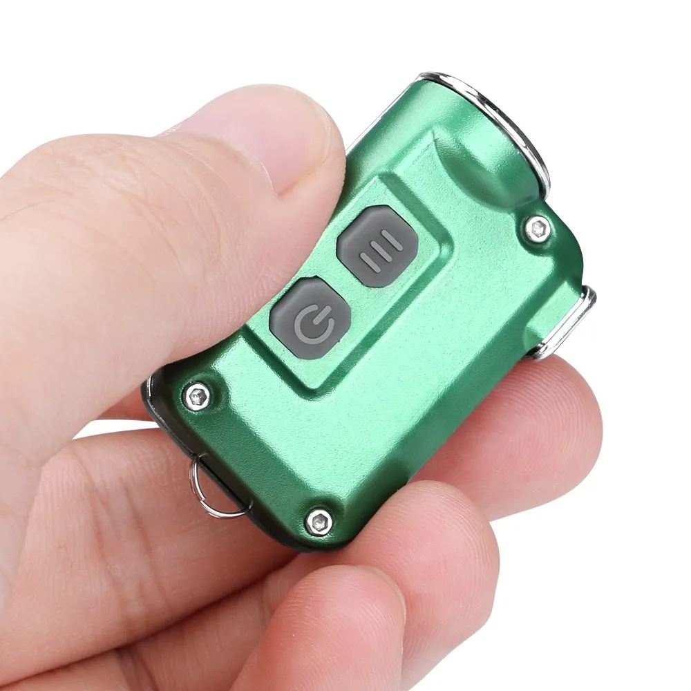 Мини металлический брелок-светильник, встроенный аккумулятор 280 мАч, USB перезаряжаемая Кнопка 380 люменов, флэш-светильник для улицы, 4 уровня яркости
