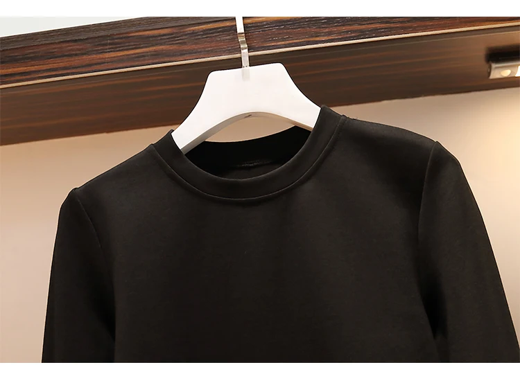 Большой размер, L-4XL, Женская Новинка, платье на бретелях+ футболка, костюм из двух частей, OL, рукав-колокол, женский черный комплект