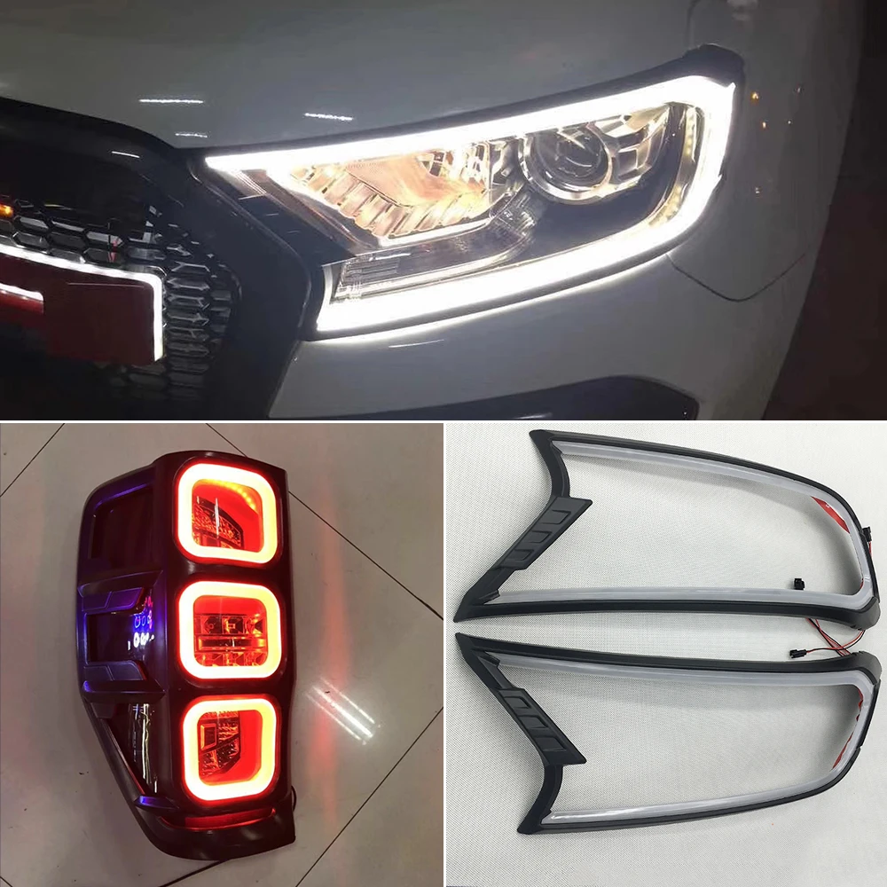 2 шт. DRL для Ford ranger/Everest Светлые Коричневые Автомобильные фары крышка переделки дневного света