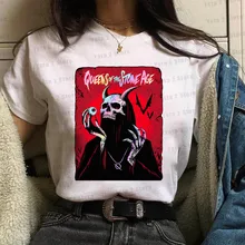 Best Price Popular Queens of the Stone Age t shirt women Vogue Skeleton Demon T-shirt Halloween Easter casual streetwear Cool Graphic Tops