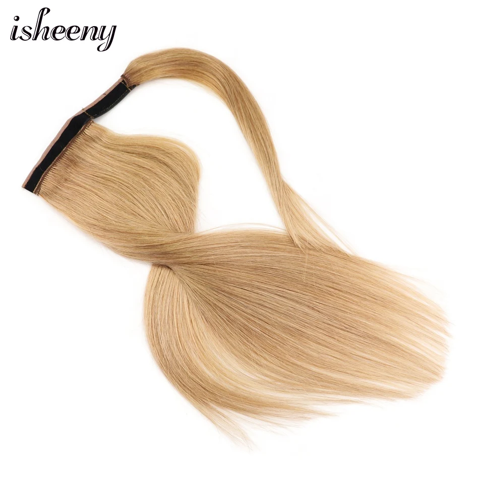 Isheeny бразильские человеческие волосы Remy для наращивания в виде хвоста прямые 14