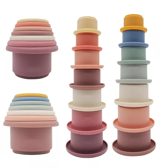 7Pc/Set Baby Stacking Cup Toys Funny Early Educational Baby Intelligence Toys Rainbow Stacking Tower Toys Children Birthday Gift 1