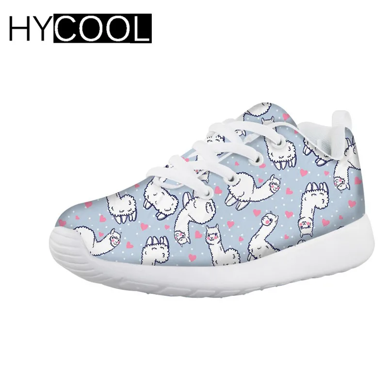 HYCOOL/; детская обувь с милым рисунком альпаки; кроссовки на плоской подошве; спортивная обувь для мальчиков и девочек