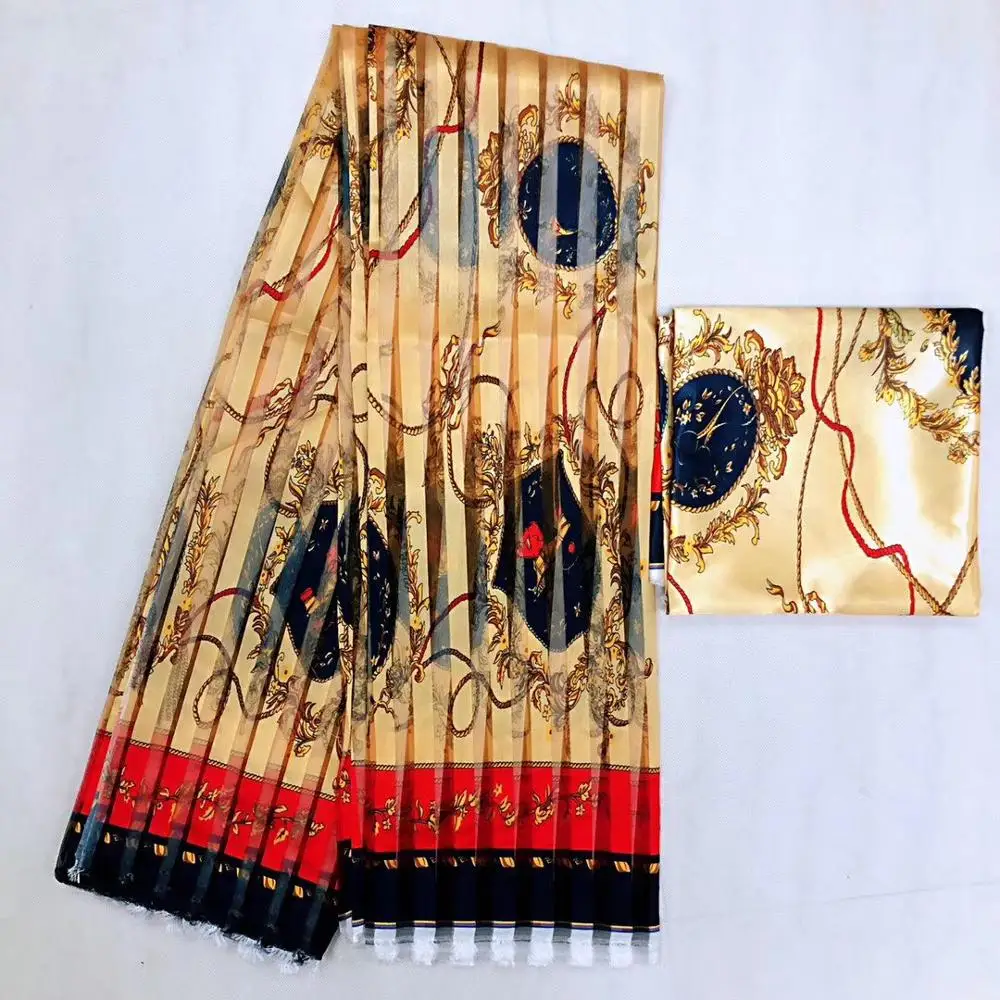 Африканская органза шелк воск атласная ткань органза с принтом для платья 4+ 2 ярдов шелковая ткань органза для женского платья