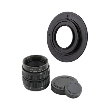 

Television TV Lens/CCTV Lens for C Mount Camera 35mm F1.7 in Black & Black C Mount Lens for Micro-4/3 Adapter E-P1