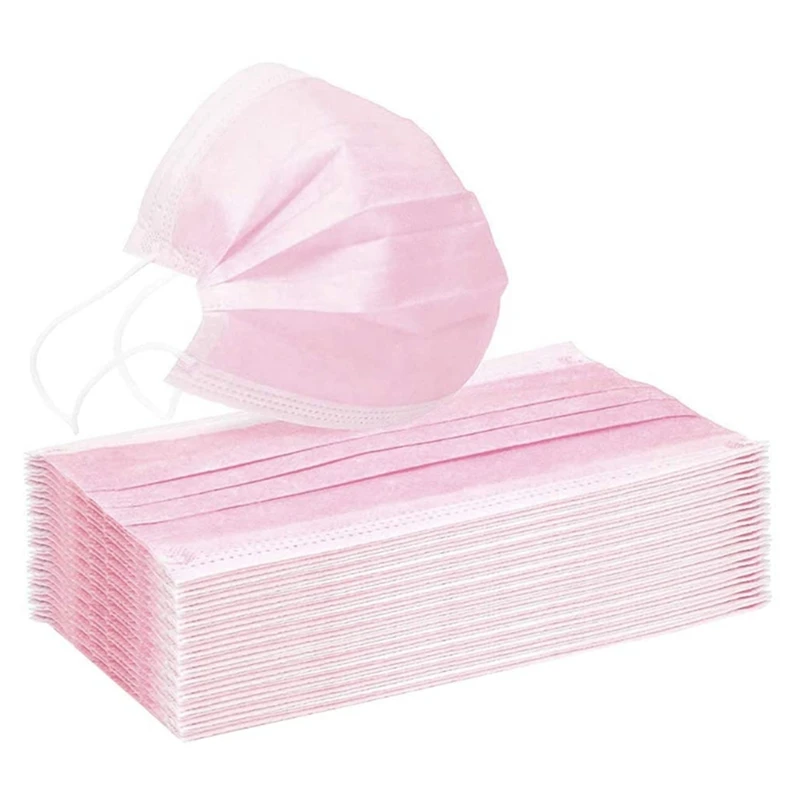 

100 Pieces of 3 Layers Disposable Elastic Soft Breathable Pink Soft Breathable Sanitary Children Masks