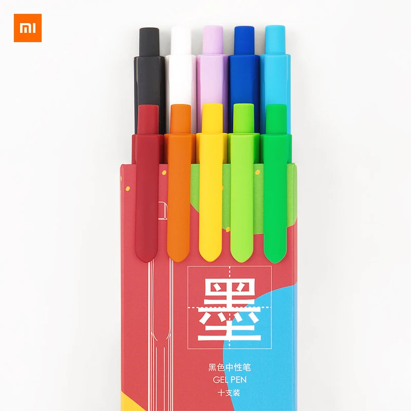 

New Xiaomi Mijia Youpin Kinbor black gel pen (10 packs) Press out the pen scrub the pen Smooth writing