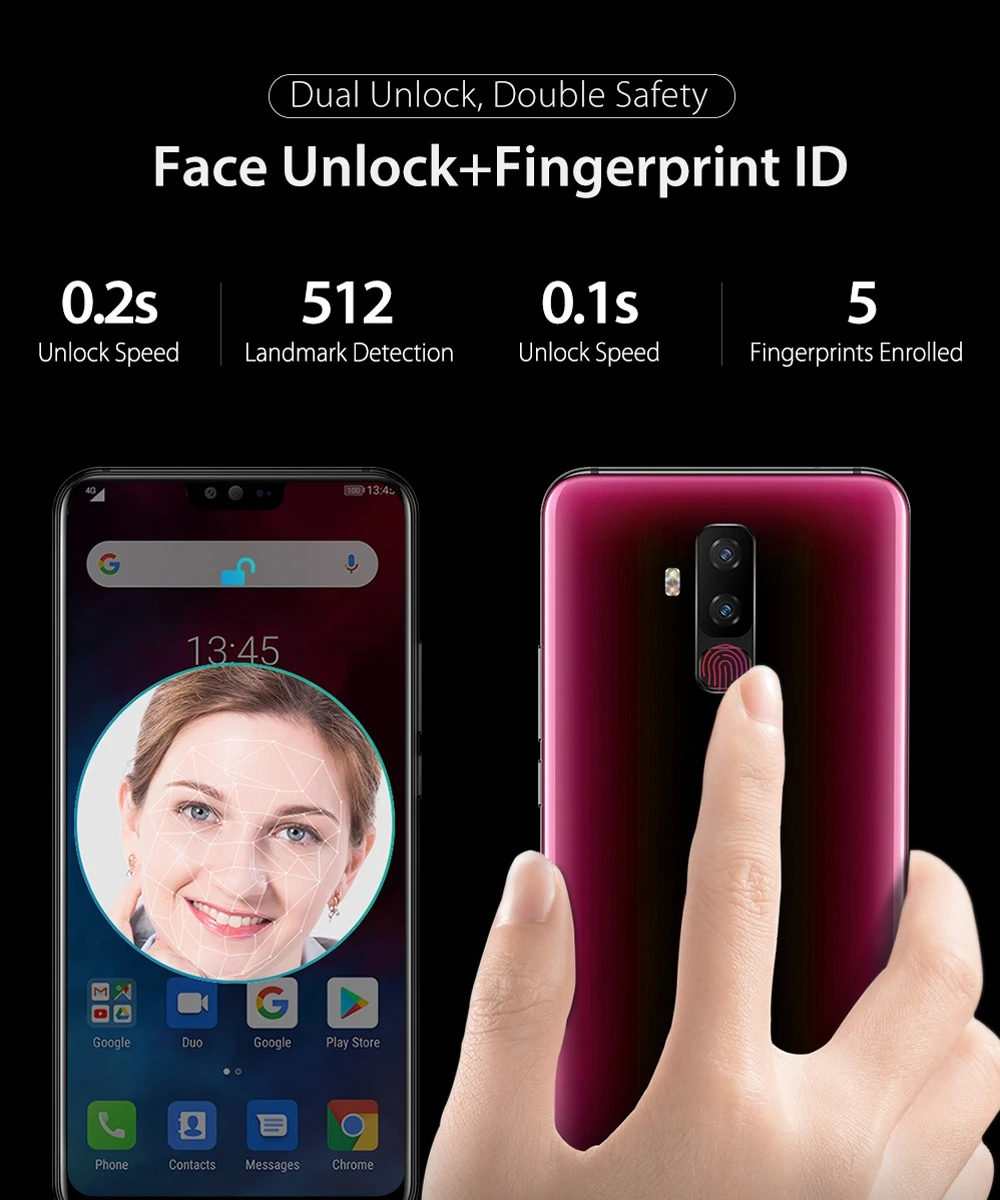 Ulefone T2 Android 9,0 мобильный телефон 6," FHD+ экран MT6771T Helio P70 Восьмиядерный 6 ГБ+ 128 Гб NFC Лицо ID беспроводной зарядки смартфона