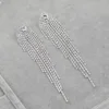 TREAZY Fashion Long Tassel Drop Earrings for Women Silver Color Rhinestone Crystal Hanging Dangle Earring Bridal Wedding Jewelry ► Photo 2/6