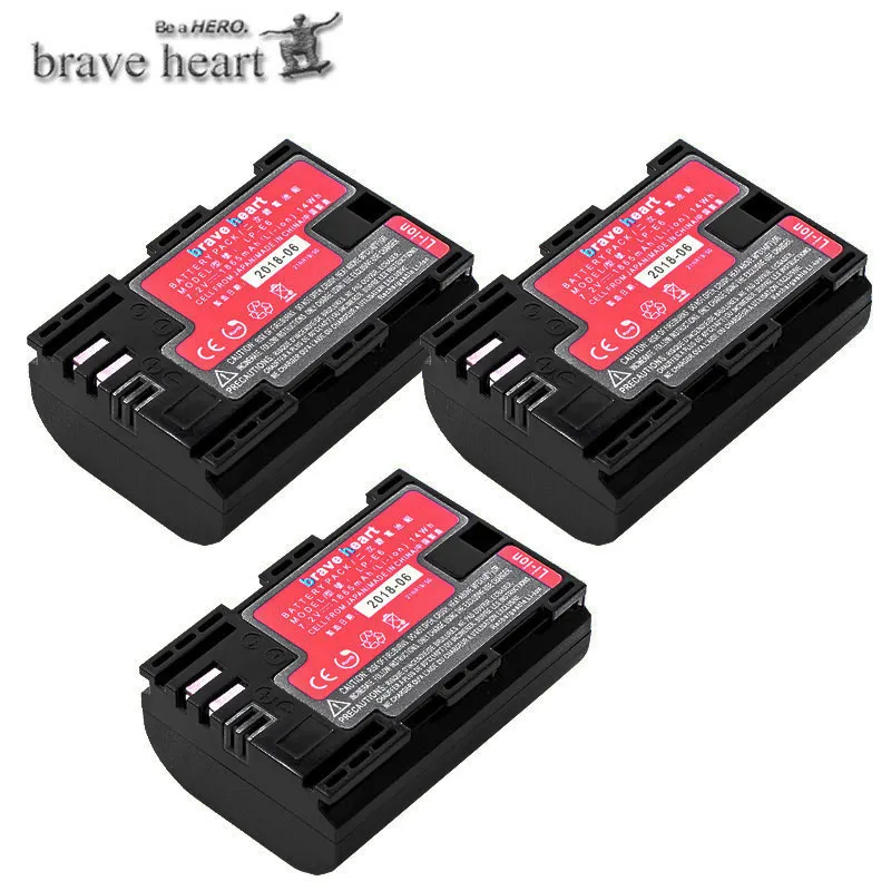 3battery Высокий задний Ёмкость LP-E6 LPE6N LP E6N LP E6 LP-E6N Батарея для цифровой однообъективной зеркальной камеры Canon EOS 6D 7D 5DS 5DSR 5D Mark II Характеристическая вязкость полимера 5D 60D 60Da 70D - Цвет: 3battery
