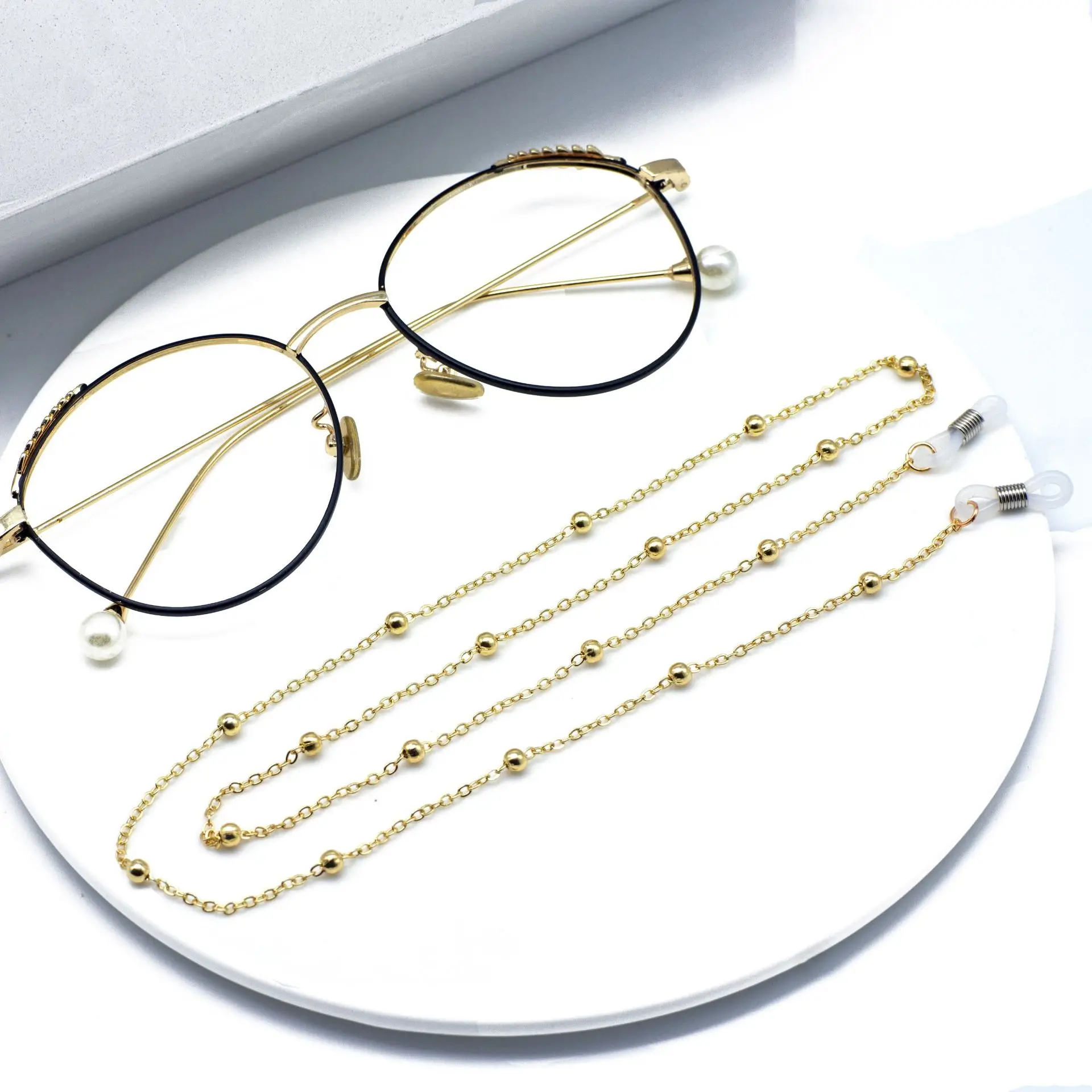 

70cm Elegant Eyeglass Chain Sunglasses Reading Beaded Glasses Chain Eyewear Rope Lanyards Rose Gold Glass Cord Neck Strap