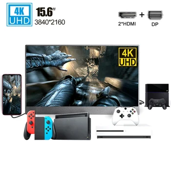 

4K 15.6 Portable Monitor IPS LCD Screen 3840x2160 UHD for PC Computer Laptop Monitor Gaming Xbox Ps4 Display HDMI DP with case
