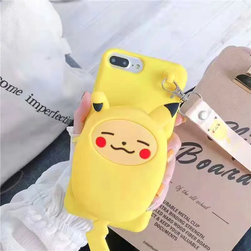 EPENA phone Cover Case for iphone 11 pro XR XS Max 7 8 plus 6 6S Plus Super Cute 3D Cartoon My Melody Dog Bear Lanyard Soft bag