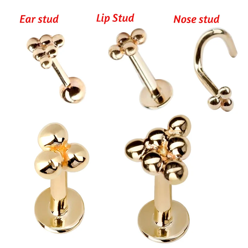 OUFER Body Piercing Studs Labret En Titane Boucles D'Oreilles Hélix 16G Bijou De Piercing Pour Lèvre Avec Filetage Interne Barrette Pour Tragus Longueurs 5/6/8/10/12mm Boucle D'Oreille à Dos Plat