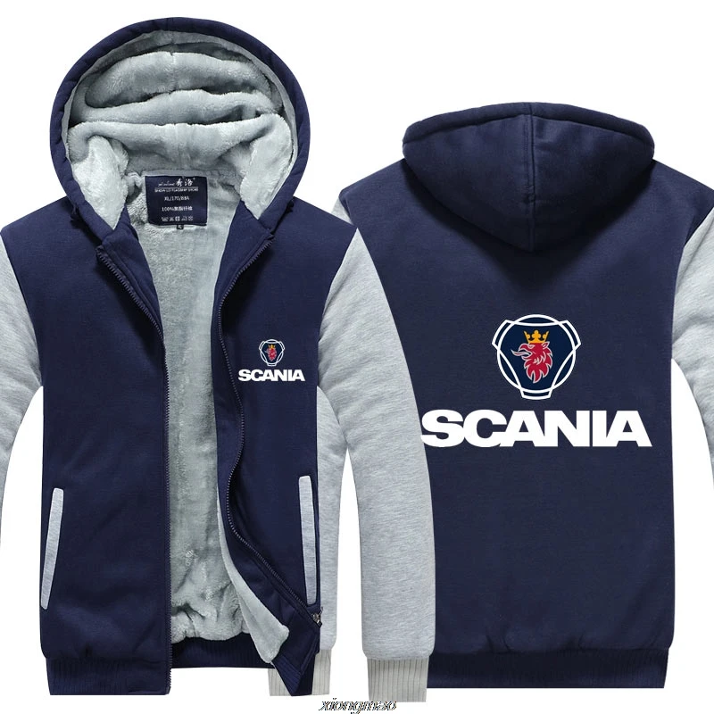 Зимние Повседневные толстовки с капюшоном Scania толстовка на молнии для мужчин утолщенное пальто для мужчин - Цвет: 2