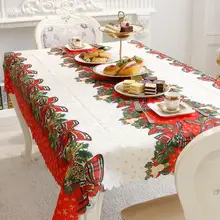 Прямоугольная Рождественская скатерть 150x180 см с мультяшными узорами, вечерние текстильные скатерти с зубчатым краем