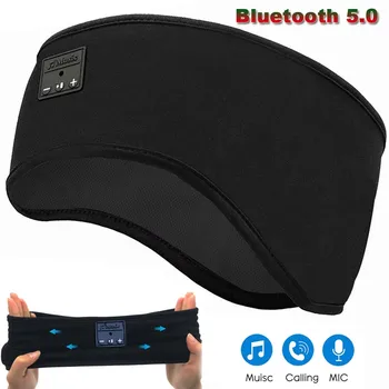 

JINSERTA Bluetooth 5.0 Earphone Sleep Mask Wireless Sport Headband Soft Music Headset with MIC for Handsfree
