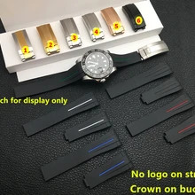 20 мм черный изогнутый конец натуральное Силиконовое резиновое ремешок для ролевого ремня для Daytona Submariner GMT explorer 2 часы браслет
