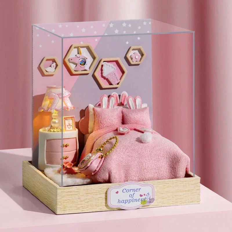 DIY деревянный дом Miniaturas с мебели DIY миниатюрный дом Каса Кукольный дом игрушки для детей подарки на день рождения коробка театр M33 - Цвет: QT28