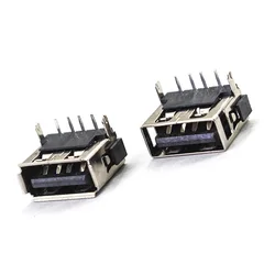 10/20/50Pcs/Lot USB Type A Female 2.0 DIP 4 Pin 2 Foot  90 Insert Direct Data Charge Plug Socket Jack Connector Wire Adapeter