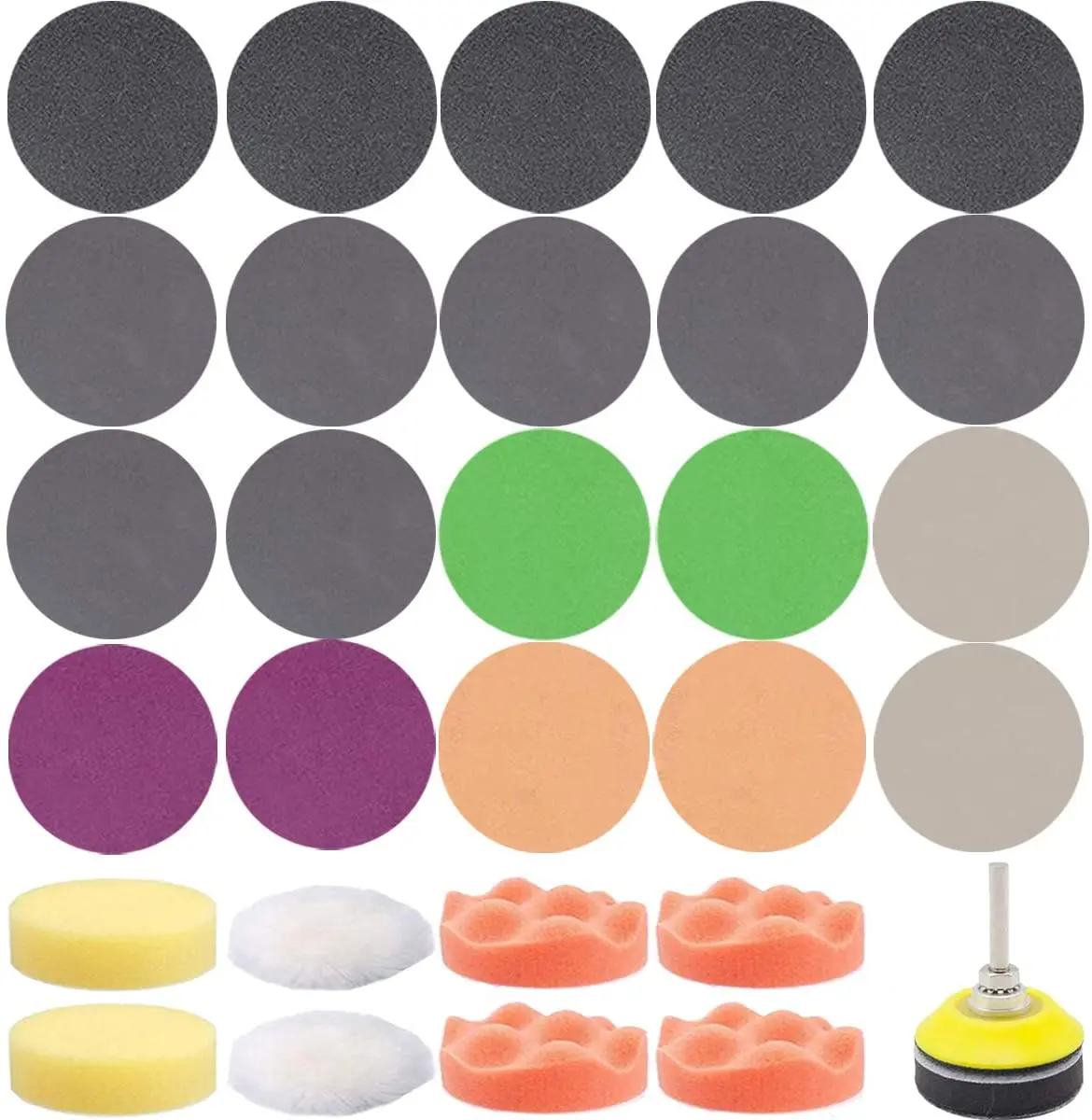 Sanding Disc Buffing Pad Sandpaper Abrasive Tools 195 Pcs 3 Inch 75mm Sanding Disc