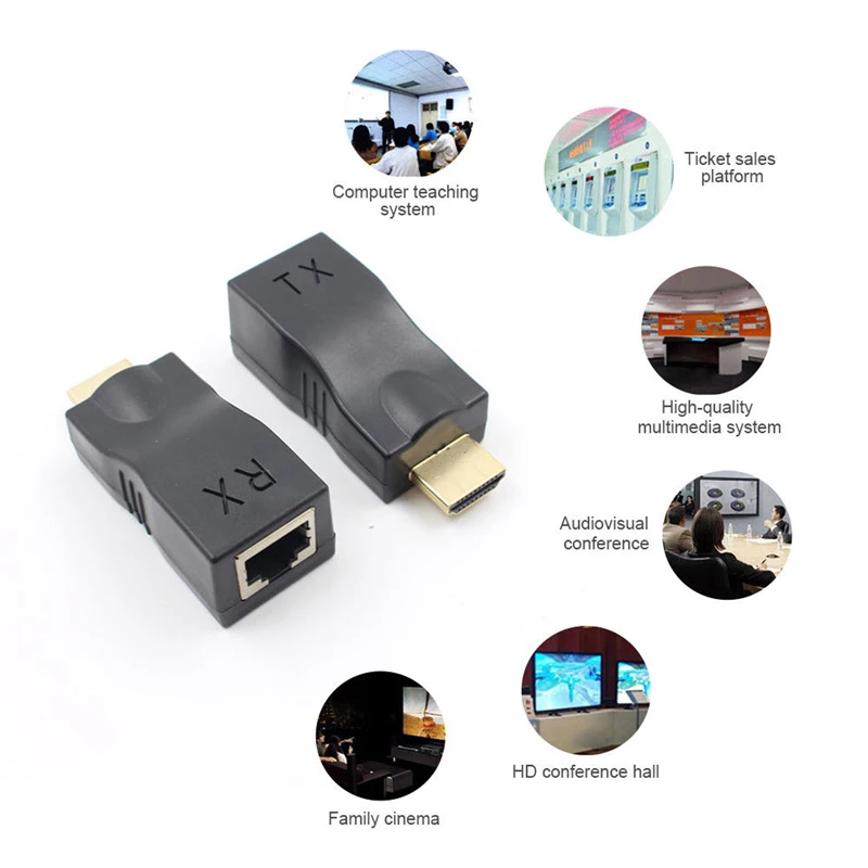 Высокое качество 2x4K 1080P 3D удлинитель через один 5e/6 RJ45 Ethernet конвертер US EU вилка |