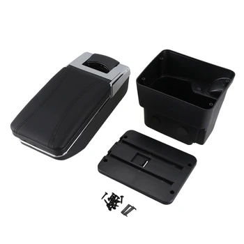 

Car Center Centre Console Storage Box Armrest Rotatable Arm Rest Box Black, for Kia Rio 3 Rio3 2012-2016 (UB)