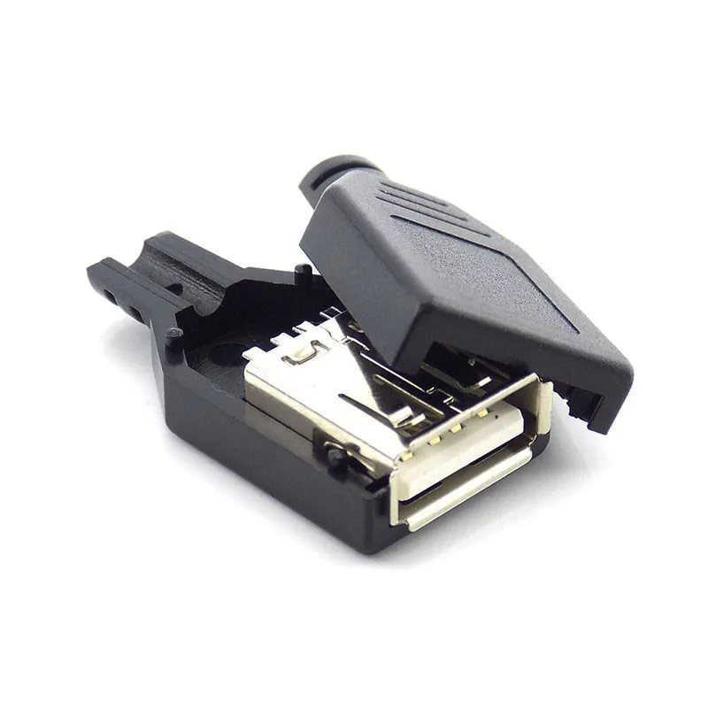4 Pin USB 2,0 Тип Женский Разъем Черный Пластик крышкой припоя Тип Разъем DIY Кабель K09