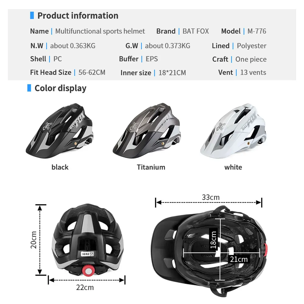Batfox ночной светоотражающий безопасный велосипедный шлем для взрослых MTB дорожный шлем горный велосипед шлем большой козырек руля cascos bicicleta