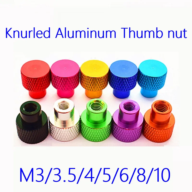 10pcs M2 M3 M3.5 M4 M5 M6 M8 Blind hole Hand Nut Knurled Aluminum Thumb nut for Locking airflame aluminum alloy Tighten Handnut