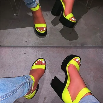 

2020 Summer Women Thick High Heels Shoes Woman Buckle Platform Fashion Casual Ladies Sandals Ankle Strap Shoes Female Mujer