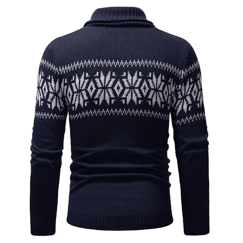 Puimentiua Men's Snow Print Knitted Sweater Coat Brand Autumn Male Casual Classic Single Button Warm Cardigan Sweater Clothes