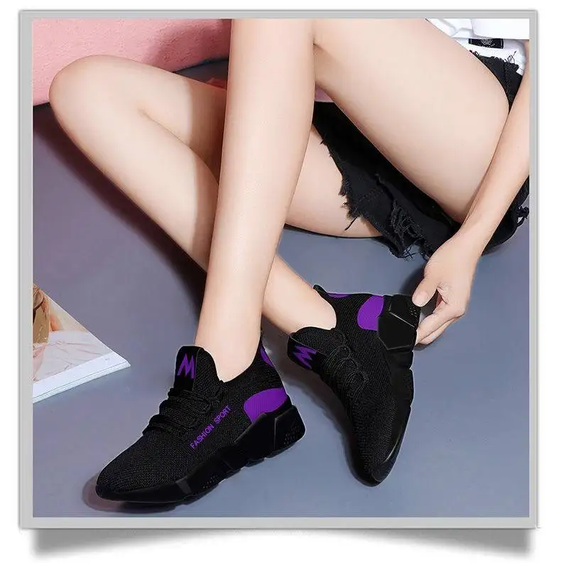Женская обувь для бега; легкие кроссовки из сетчатого материала; дышащая обувь для прогулок на плоской подошве; устойчивая женская спортивная обувь; Zapatos De Mujer