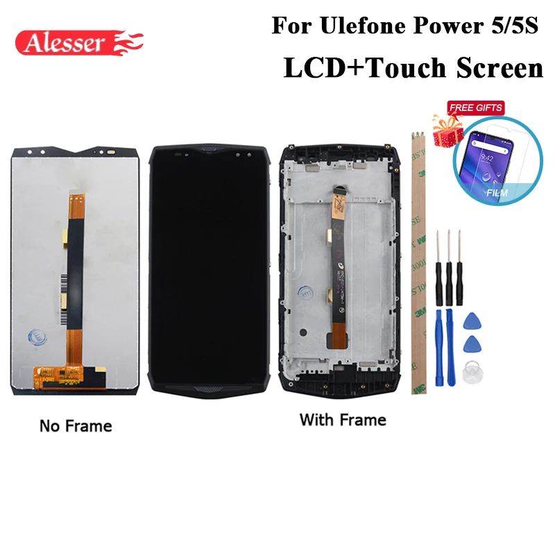 Alesser для Ulefone power 5 ЖК-дисплей и сенсорный экран+ рамка+ пленка запасные части+ Инструменты+ клей для Ulefone power 5S lcd