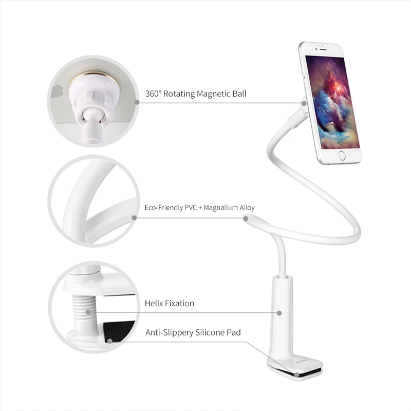 Benks Lazy Bracket Flexible 360 Clip Rotation Magnetic Phone Stand For iPhone Samsung Universal Sma