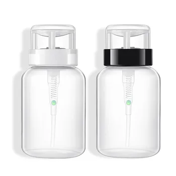 

200ml Push Down Empty Pump Dispenser For Nail Polish Remover Alcohol Clear Bottle Storage Bottle