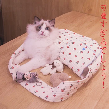 Cat Carrier Bags Puppy Handmade Small Pet Dog Outdoor Travel Handbag Canvas Single Shoulder Bag Tote Shoulder Bag Breathable 4
