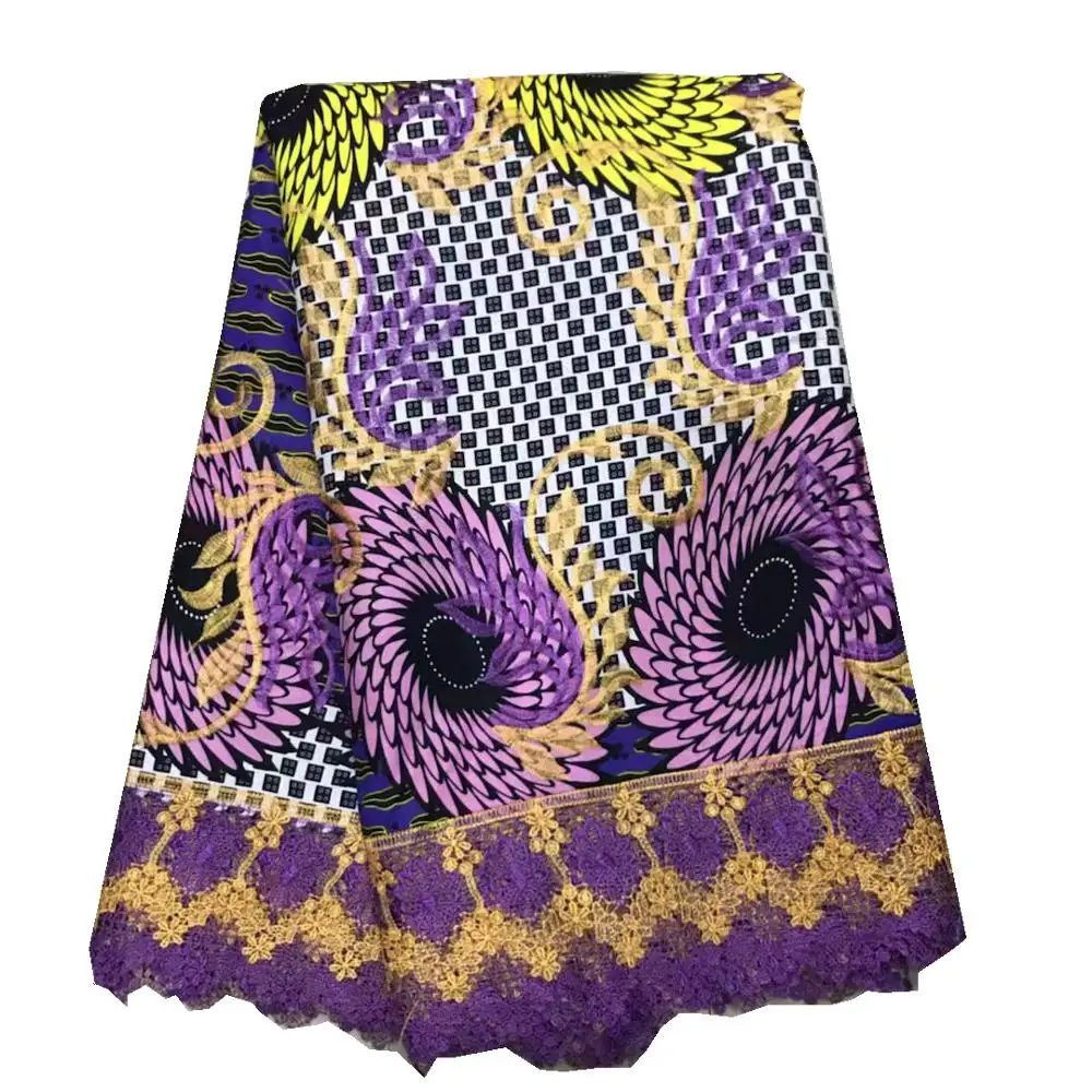 Гипюровая кружевная ткань, вышитая Высококачественная африканская восковая кружевная ткань со шнуром, швейцарское кружево с водой для платья 91104