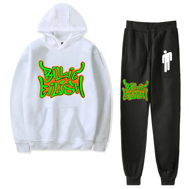 924-925h-bj-1219.1 Billie Eilish Детская толстовка с капюшоном; одежда; худи для мальчиков зимняя одежда для детей ясельного возраста, толстовка, штаны, леггинсы, 2 шт./компл. Детский костюм комплекты для маленьких девочек - Цвет: 924-925h-bj-1219.1