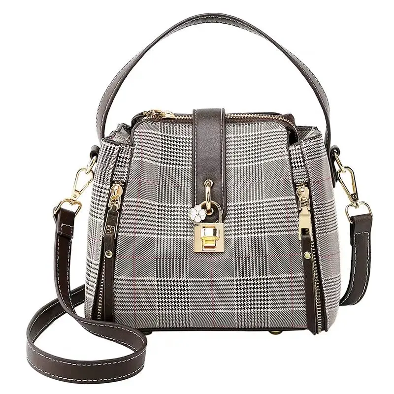 New Luxury Leather Shoulder Bag Women Quality Brand Handbags Messenger Bags Fashion Designer Geometric Door Lock Women's Handbag