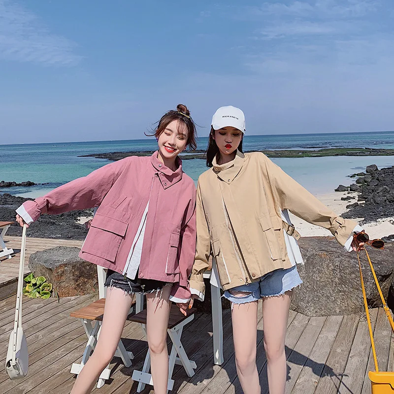 

Workwear Coat Women's Short Spring And Autumn 2019 New Style Korean-style Students BF Loose-Fit Versatile Hong Kong Style Jacket