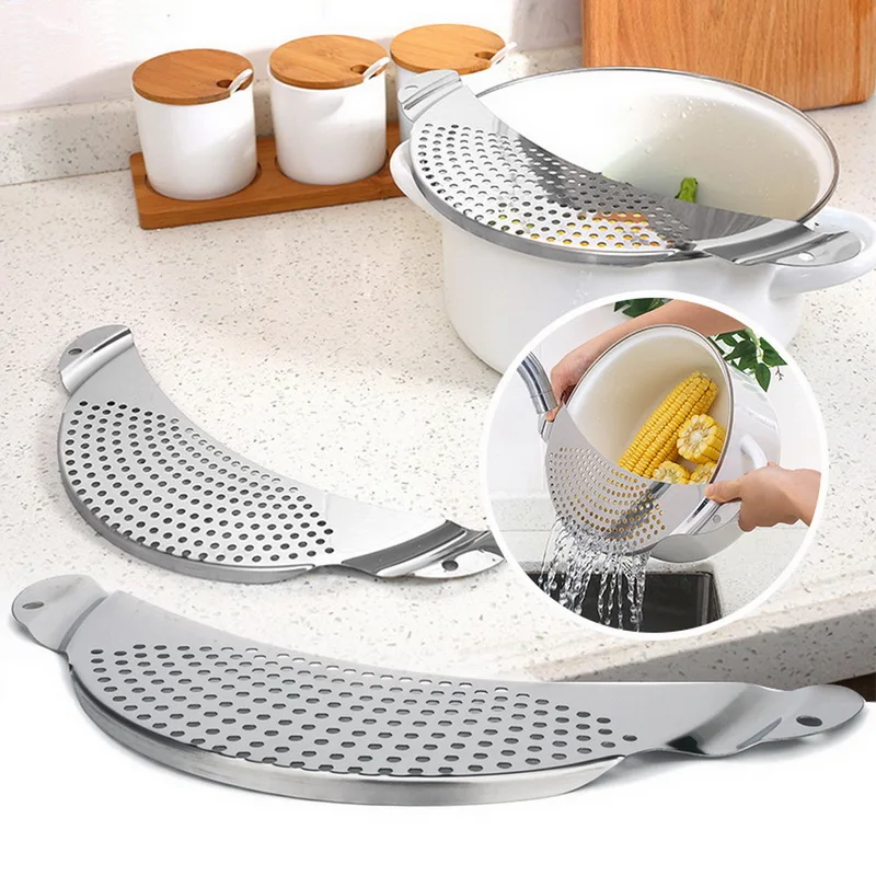 Pan Pot Strainer Stainless Steel Pasta Spaghetti Practical Draining