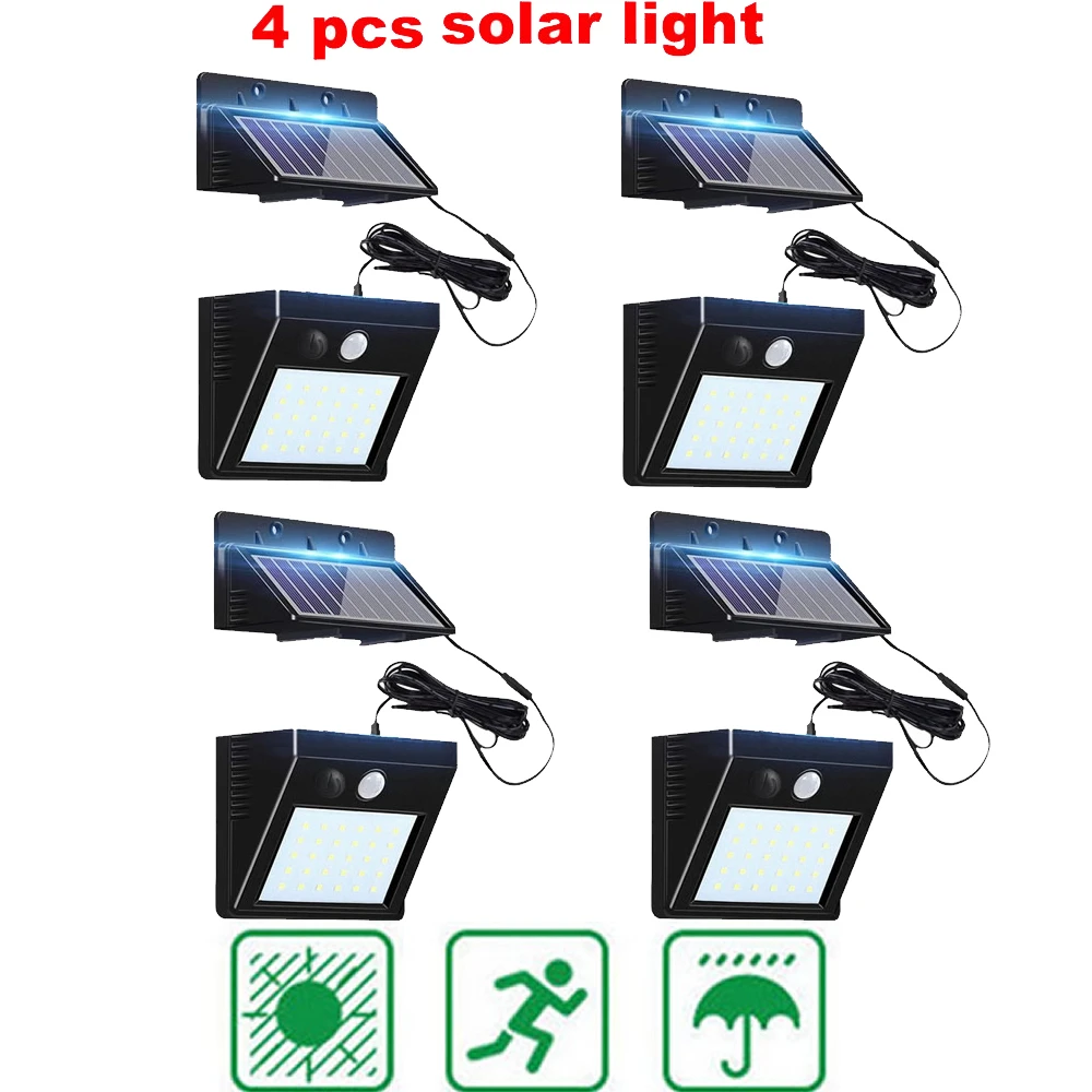 

2/4pcs 100/56/30 LED Solar Powered PIR Motion Sensor Activated Solar Lamp Waterproof Outdoor Garden Decor Security Wall Light sp