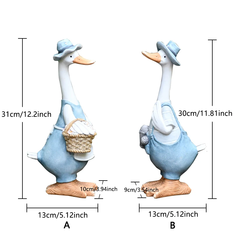Украшение в виде утки из смолы, искусственная утка, садовая скульптура, статуя животного, украшение для пары, имитация пруда, Декор, пейзаж, ремесла - Цвет: AB